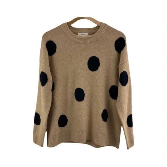Madewell Dot Graystone Pullover Sweater Camel Polka Dot Size XS - Picture 1 of 6